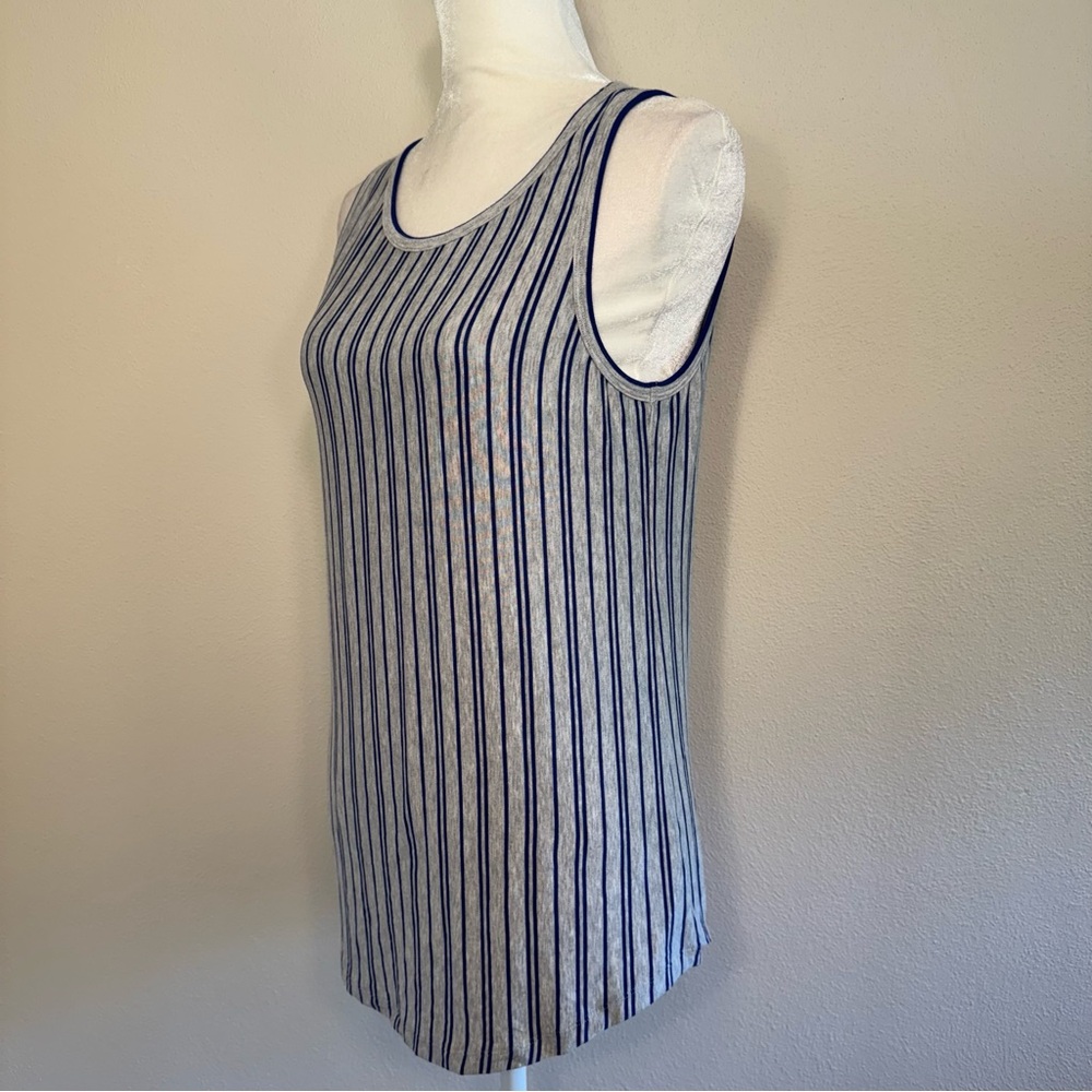 Cabi Ticker Tee Striped Blue and Gray Tank Top - Picture 8 of 16